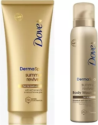 Dove Revived Self Tanning Body Lotion And Dove Derma Spa Gradual Self-Tan Mousse • £11.99