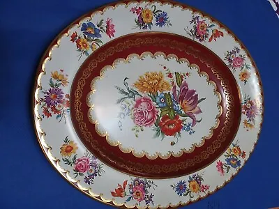 Daher Decorated Ware Pretty Floral Rich Colors Oval Metal Tray Or Wall Hanging • $12