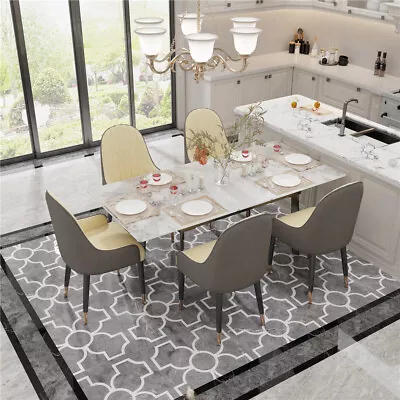 1.6M Extendable Rectangle Kitchen Dining Table Solid Sintered Stone＆Steel Frame • $699.91