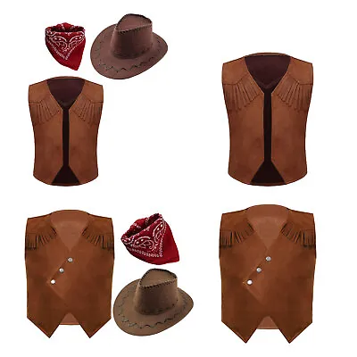 Cowboy Costume Set For Kids Boys Halloween Party Dress Up Role Play And Cosplay • £11.89