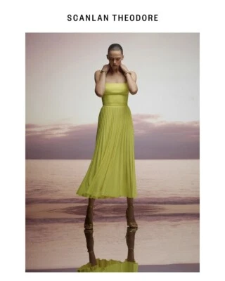 $749 • Buy RARE Scanlan Theodore Pleated Crepe Rib YELLOW Cami XS Skirt S Set BNWT SOLD OUT