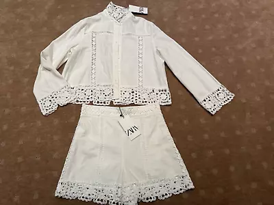 Zara Ladies Lace 2 Piece Shorts Set Size Medium  Brand New With Tags • $86.89