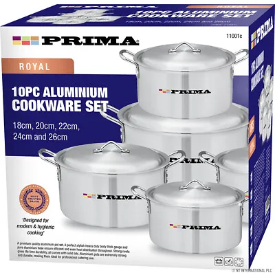 £144.95 • Buy New 10pc Aluminium Cookware Set Kitchen Cooking Pots Casserole Catering Saucepan