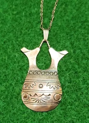 Vtg Sterling Silver 925 Signed SC Native American Stamped Relief Pendant  • $94.99