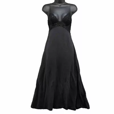 La Perla Silk Lingerie Night Gown Womens XS 1 Black Lace Long Open Back • $115