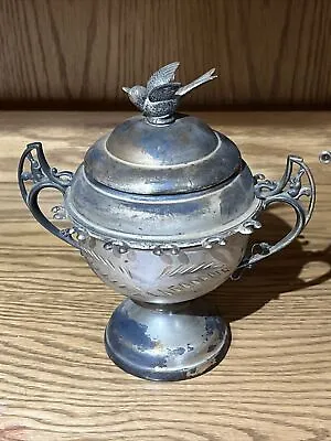 WR Rogers Quadruple Silver Plate New York # 57 Bird Sugar Bowl 12 Spoon Holder • $48