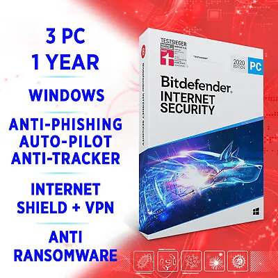 Bitdefender Internet Security 2024 3 PC 1 Year Activation Key FULL EDITION +VPN • $38.99