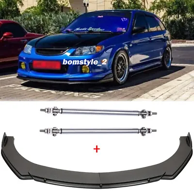 Carbon Fiber Front Bumper Lip Spoiler Splitter + Strut Rods For Mazda Protege • $109.11