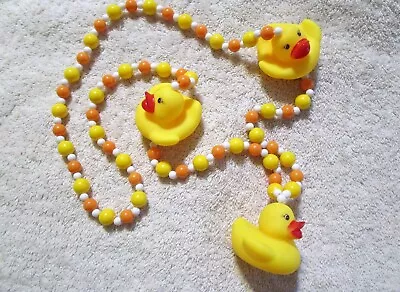 Sharp   Yellow Rubber Ducks  Mardi Gras Necklace Bead Duck Bird Duckies (b101) • $7.50