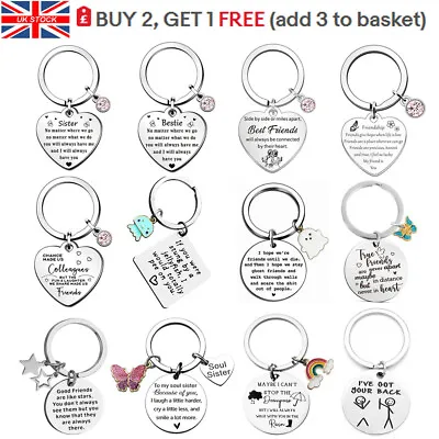 Friendship Keychain Funny Gifts Stainless Steel Friend Sister Inspirational Gift • £4.29
