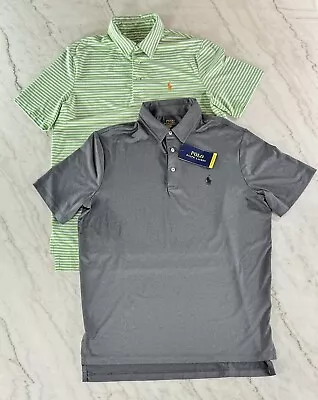 LOT OF 2 NWT  Ralph Lauren Golf Polo Shirt Mens Medium Stripe PERFORMANCE RLX • $49.99