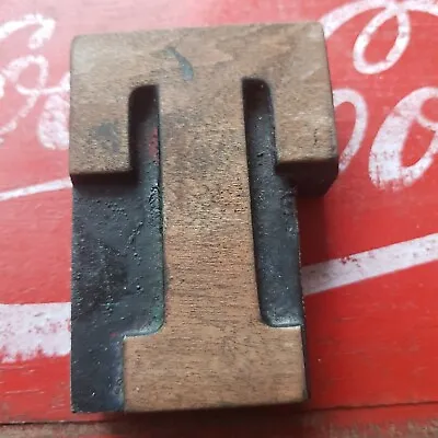 £7 • Buy 84mm High  Letterpress Printing Block Of Letter T. Some Background Wood Missing.
