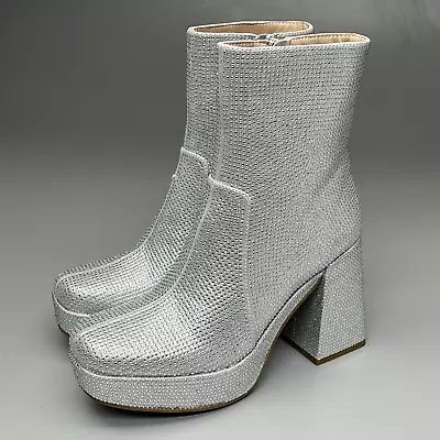 MIA Iva Silver Stone Heeled Boots Women's Sz 8.5 Silver GS1253108 (New) • $22