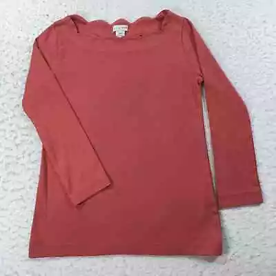 J. By J. Crew Women's XXS Long Sleeve Light Pink Pullover Scallop Neck Shirt • $13.49