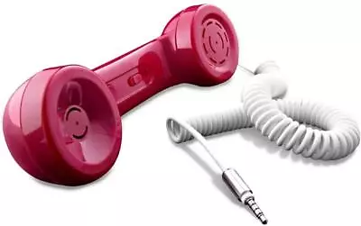 Retro Portable Handset For Smartphone IPhone Notebook Tablet 3.5mm Jack Red • £12.30