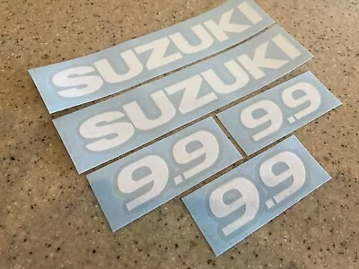 Suzuki Vintage 9.9 HP Outboard Motor Decals White + FREE Shipping! • $14