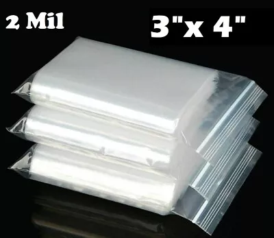 3 X 4  Clear Reclosable Top Lock Zip Seal Bags Plastic 2 Mil Jewelry Plastic • $0.99