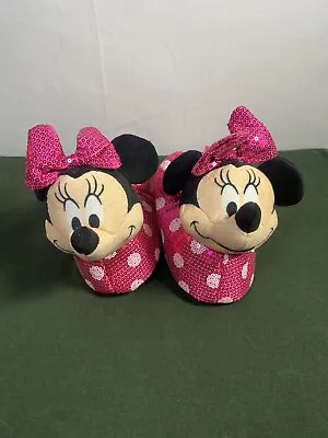 🔥New Disney Junior Minnie Mouse Pink Polka Dot Slippers Girl Toddler 11-12🔥 • $10.95