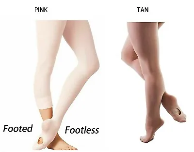 £4.95 • Buy Dance Tights Girls Women's Convertible Footed Footless Soft Ballet Tights Semi