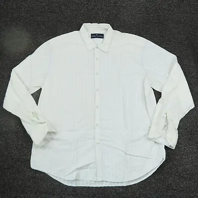 Malibu Cowboy Shirt Adult 2XL XXL White Striped Button Up Long Sleeve Casual Men • $12.59