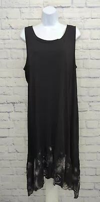 1XP BLACK A499744 LOGO By Lori Goldstein Petite Cotton Modal Dress W/ TieDye Hem • $43.69