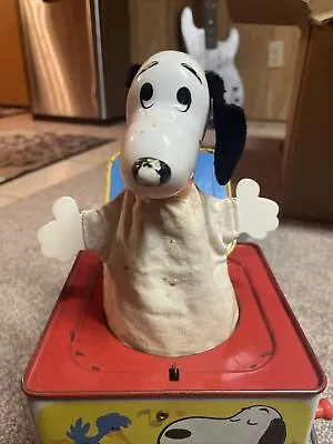 Vintage 1966 PEANUTS & SNOOPY Mattel Jack In The Metal Music Box  • $14.99