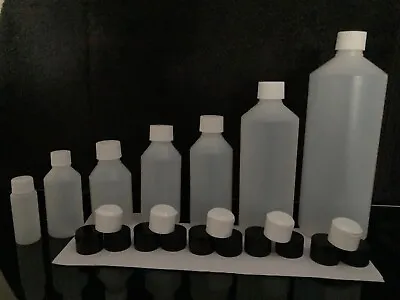 100ML 150ML 200ML 250ML 500ML 1000ML Natural HDPE Plastic Bottles PACK Of 10 • £7.15