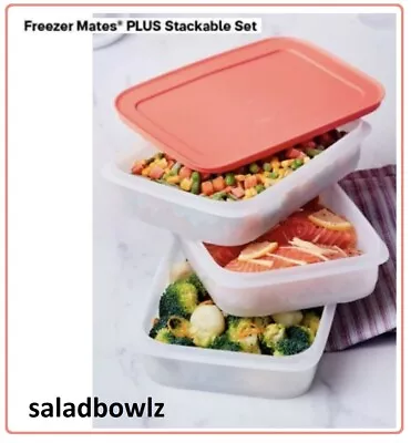 TUPPERWARE New FREEZER MATES PLUS STACKABLE 3 Pc SET Snowflake FREEsHIP! • $20