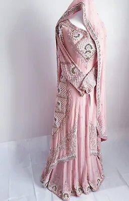 Pakistani Indian Bridal Wedding Lengha Dress Pink Engagement 3 Peice Suit • £199.99