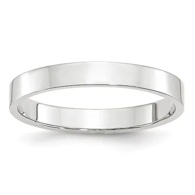 14k White Gold 3mm Flat Wedding Band Ring Gift For Men Size 9.5 • $392