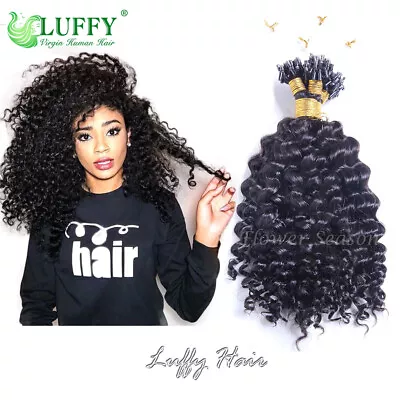 Brazilian Human Hair Jerry Curly Micro Loop Ring Hair Extensions 100G One Pack • $30.82