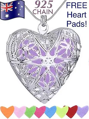 Heart Aromatherapy Essential Oil Diffuser Locket 24  925 Sterling Chain Necklace • $11.95