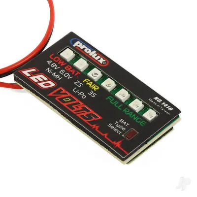 Prolux RC Model LED Battery Onboard Volt Meter 2-3s LiPo 4-5 Cell NiMH • £10.99