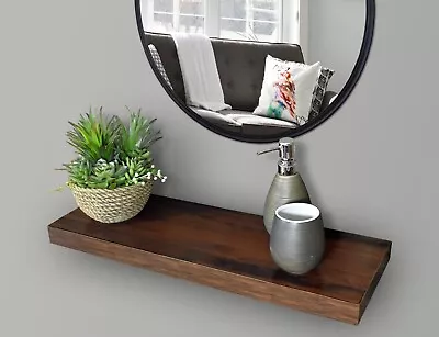 Wall Floating Shelf Storage Display Bookcase Walnut Wood Effect Shelving 60x20cm • £13.94