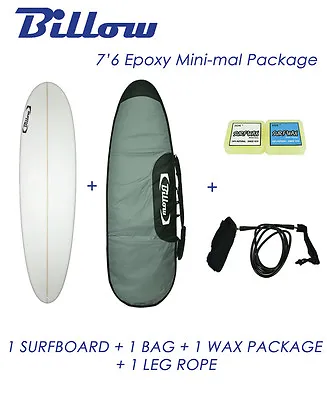 NEW Billow 7'6'' Epoxy Mini-mal Surfboard Matte Finish Package With 3xFCS Fins • $9999