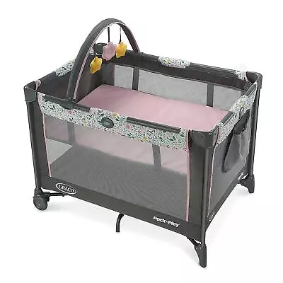 Portable Crib Playard Playpen Pack-N-Play Bassinet Toy Bar Flowers Baby Girl Bag • $104.35