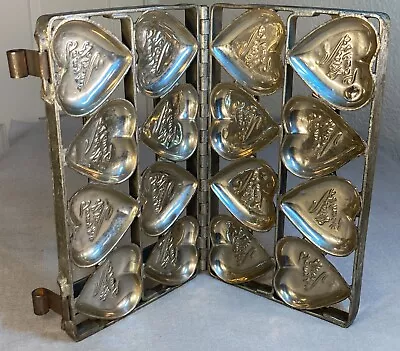 Antique Chocolate Candy Mold Hearts  To My Valentine   Hinged Large • $45