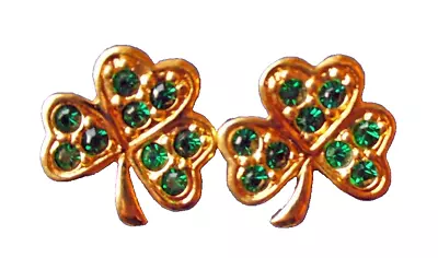 Avon EARRINGS St Patrick Vintage SHAMROCKS Rhinestone LUCKY 1995 Jewelry STUD • $9.97