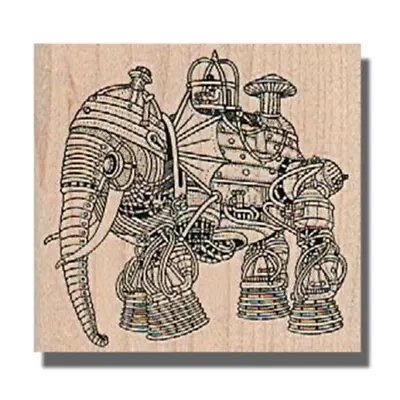 Mounted Rubber Stamp STEAMPUNK ELEPHANT Gear Animal Stamp Wildlife Gears • $11.85