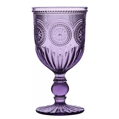 Multi Coloured Wine Glasses Set Baroque Embossed Vintage Style Goblets 300ml • £18.99