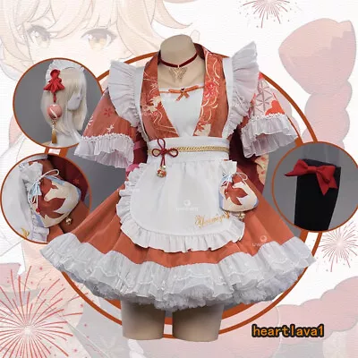 Game Genshin Impact Yoimiya Cosplay Maid Dress Women Uniform Set Party Costume • $134.84