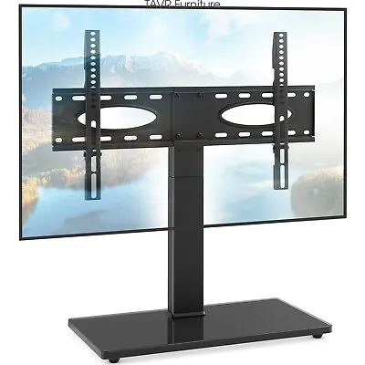 Modern Swivel Table Top TV Stand Glass Base For 42 To 75 Inch Flat Panel TV • $48.99