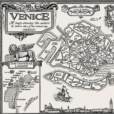 £40 • Buy The Venice Map - Fine Art Prints By Manuscript Maps
