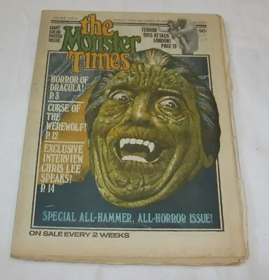 The Monster Times Newspaper Magazine Vintage Volume 1 No 12 1972 DRACULA  • $29.99