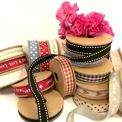 East Of India Ribbon ~ Polka Dots ~ Gingham ~ Stripes ~ Words ~ Hearts 3M Roll • £4.95