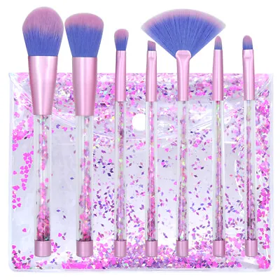 7pcs Crystal Makeup Brushes Kit Cosmetic Eyeshadow Powder Foundation Brush Set • $9.99