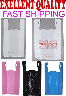 1/6 THANK YOU T-Shirt Bags 11.5 X6.5 X21 Plastic Shopping Bags Colors 100-1000 • $14.95