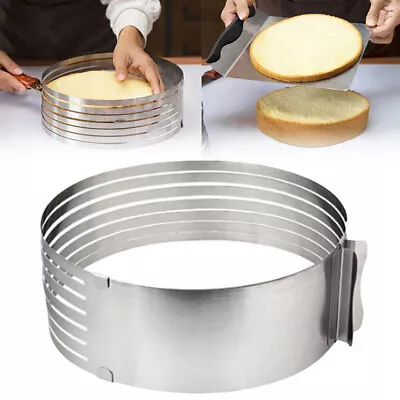 Adjustable Stainless Steel Cakes Layer Slicer Ring Mold Mousse Round Cutt UK DIY • £7.44