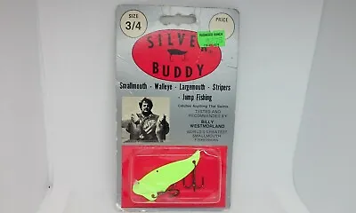 Vintage Silver Buddy Chartreuse 2 1/2  Lipless Blade Bait 3/4oz Fishing Lure • $23.99