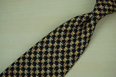 Salvatore Ferragamo Black Labrador Puppy Repeating 100% Silk Tie Made Italy • $171.41
